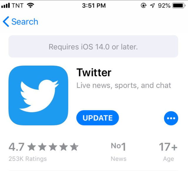 网友发现Twitter在苹果iPhone 6/Plus上突然停止工作（twittercom网页版）